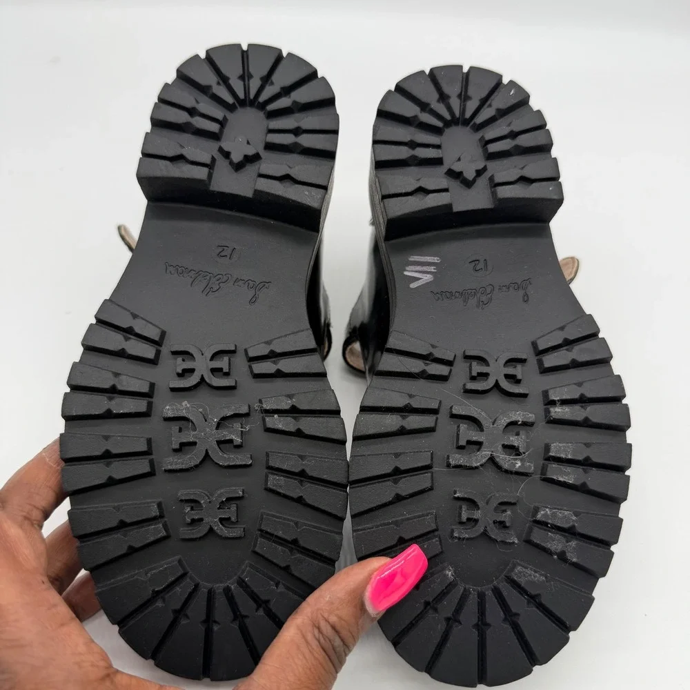 Sam Edelman Kids Black‎ Patent T-Strap Mary Jane Lug Sole Shoes US 12M